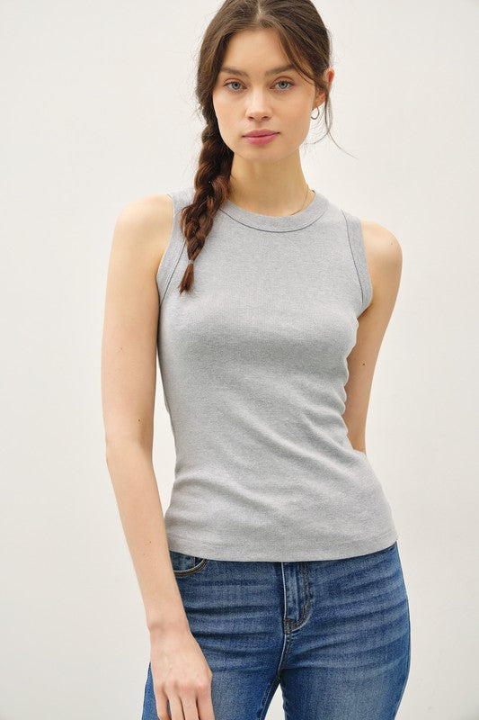 Basic Ribbed Tank - Grey