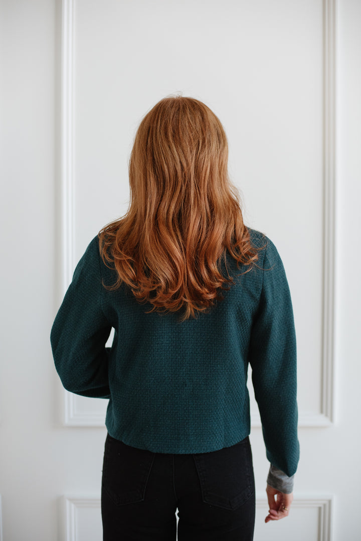Emerald Tweed Cropped Jacket