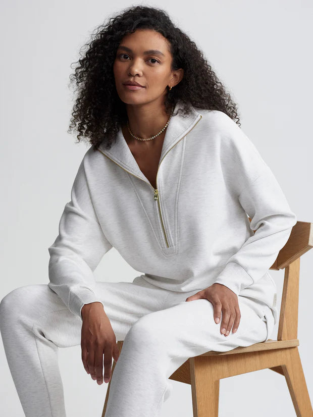 Varley | Masie Longline Sweat - Ivory Marl