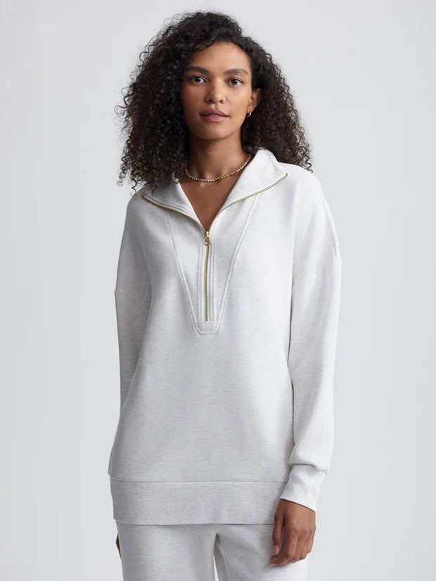 Varley | Masie Longline Sweat - Ivory Marl