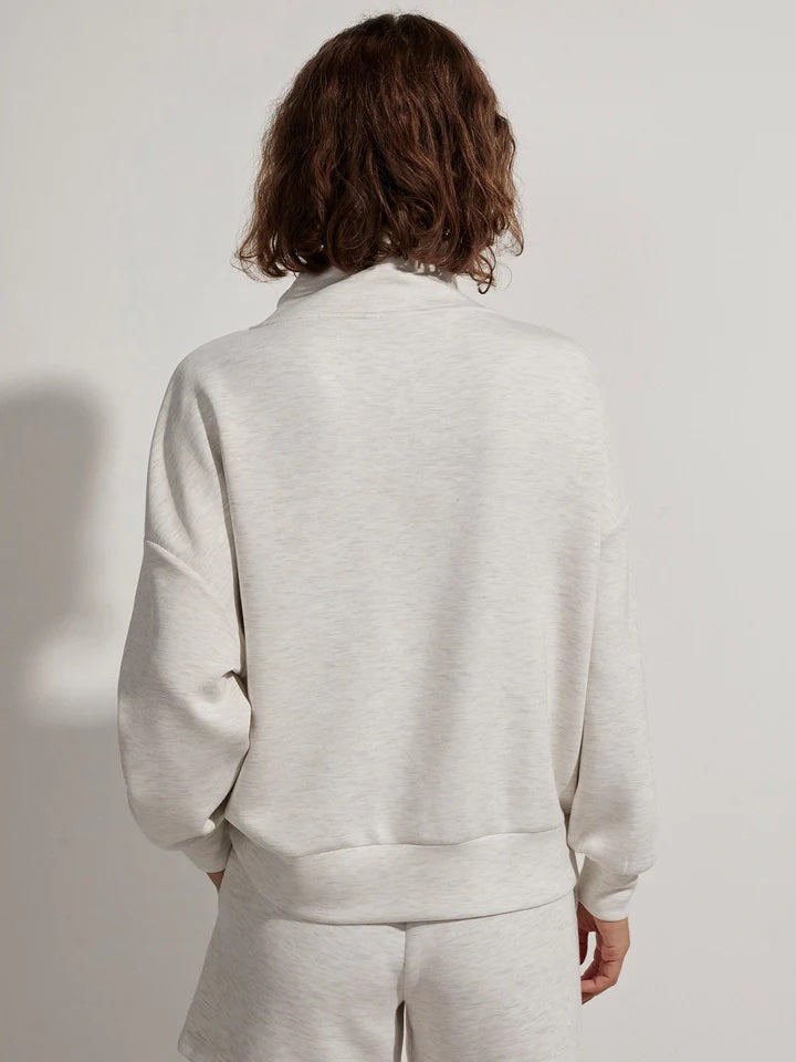 VARLEY | Hawley Half Zip Sweat - Ivory Marl