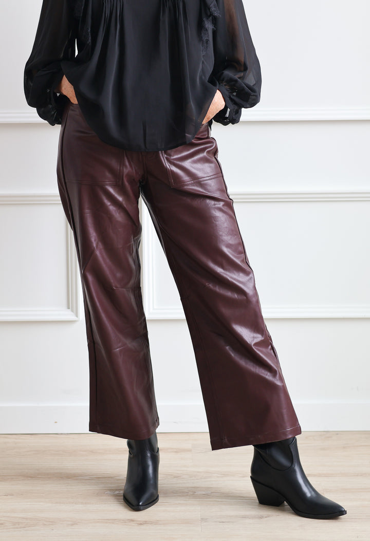 Plum Leather Trousers