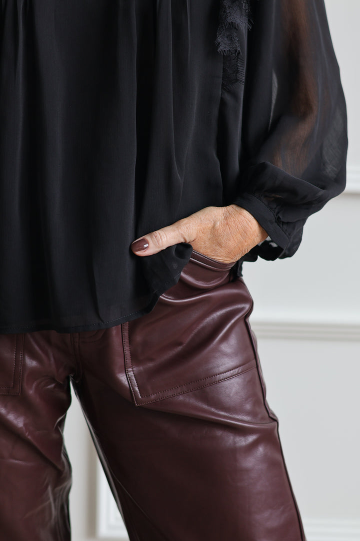 Plum Leather Trousers