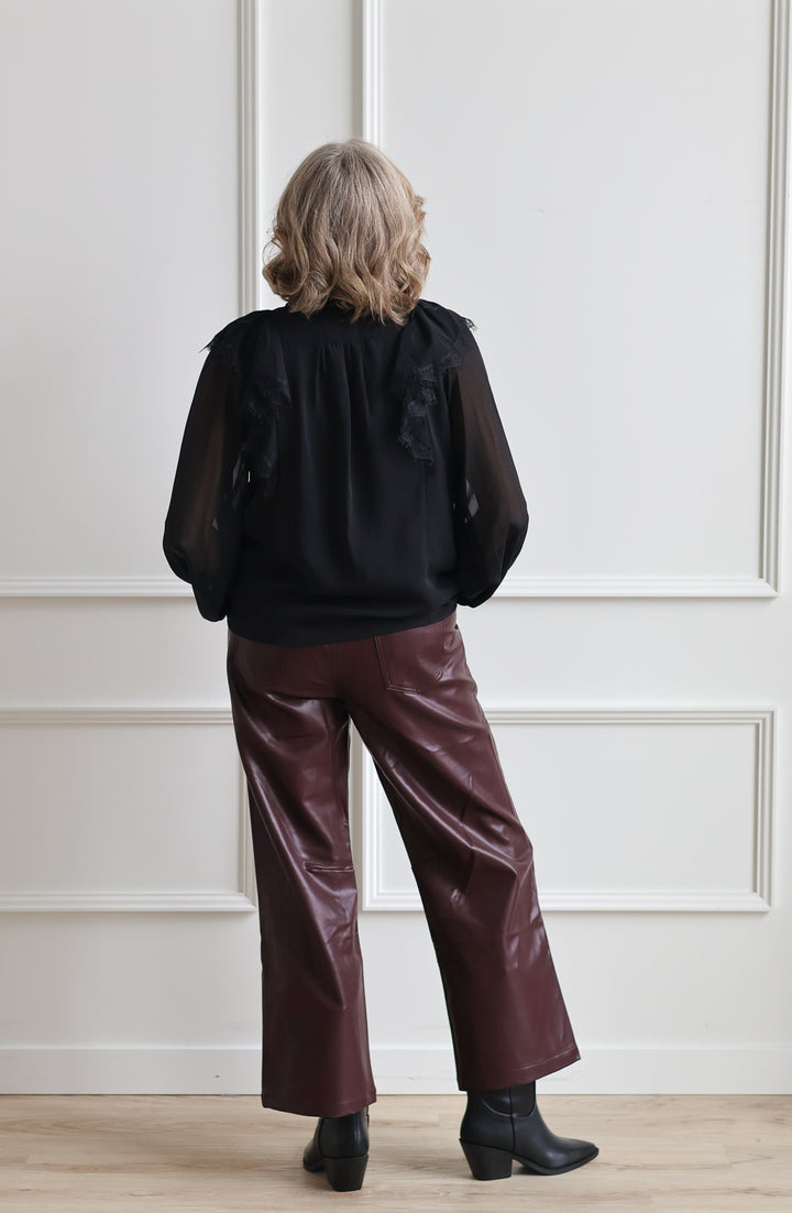 Plum Leather Trousers