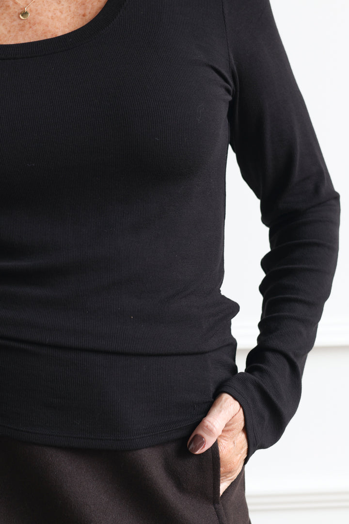 Basic Ribbed Long Sleeve - Black
