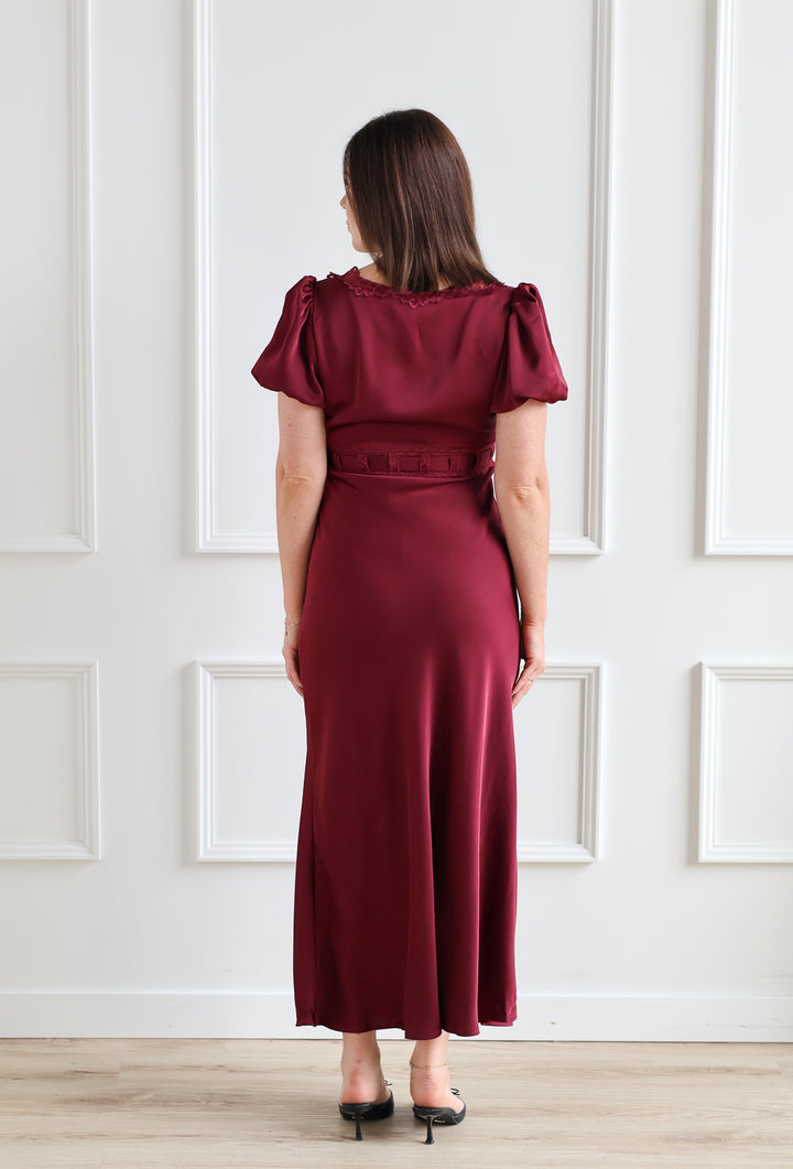 Mulled Wine Puff Sleeve Midi
