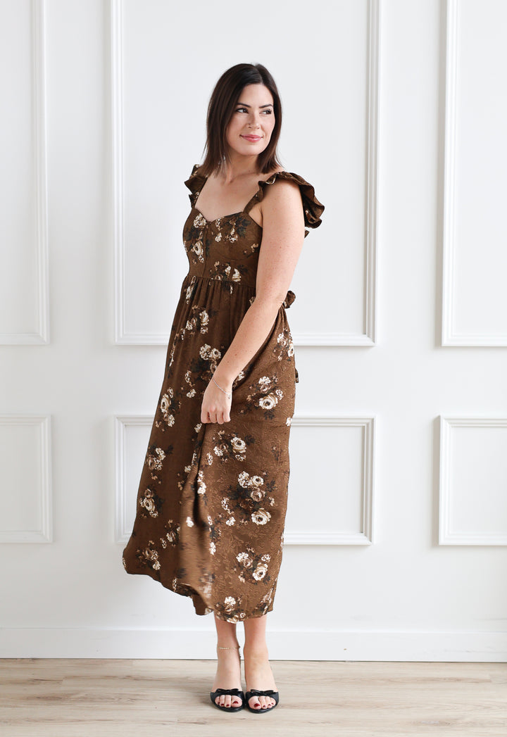 Jacquard Toffee Floral Midi