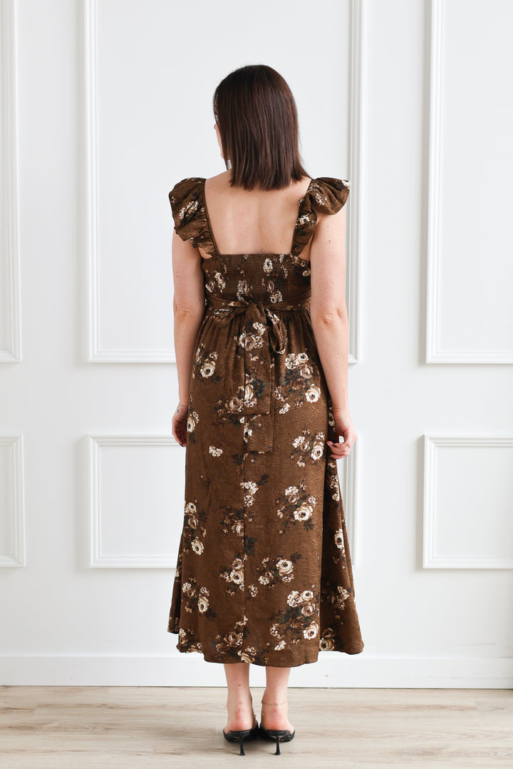 Jacquard Toffee Floral Midi