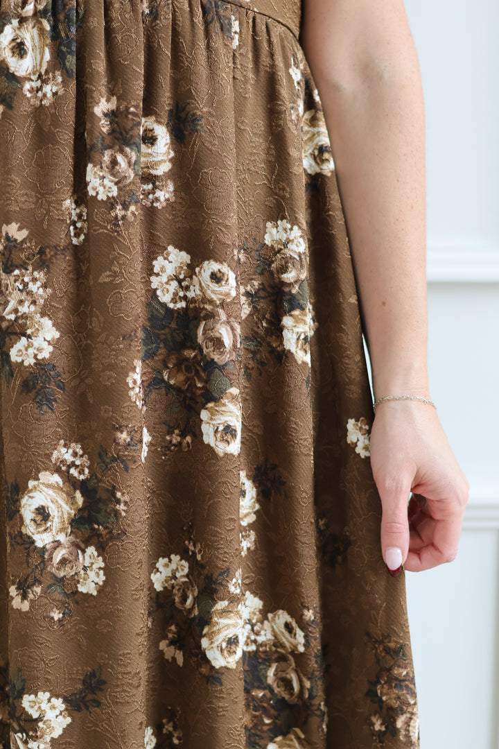 Jacquard Toffee Floral Midi