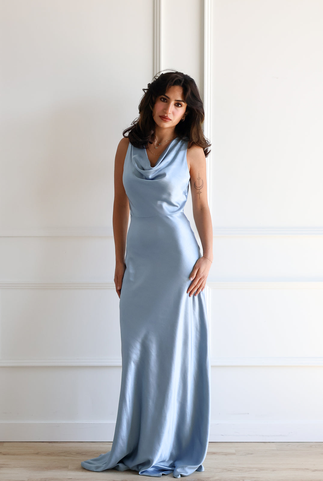 slate blue maxi dress Chandler Cowl Maxi