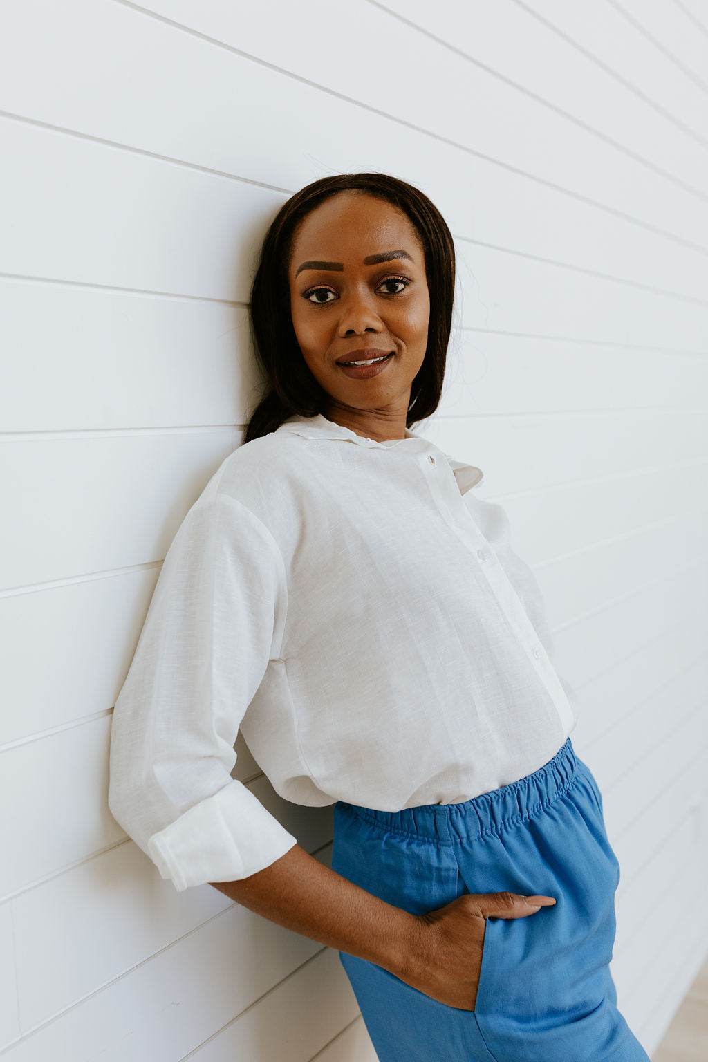 MAD Collection | Linen Button Down - White