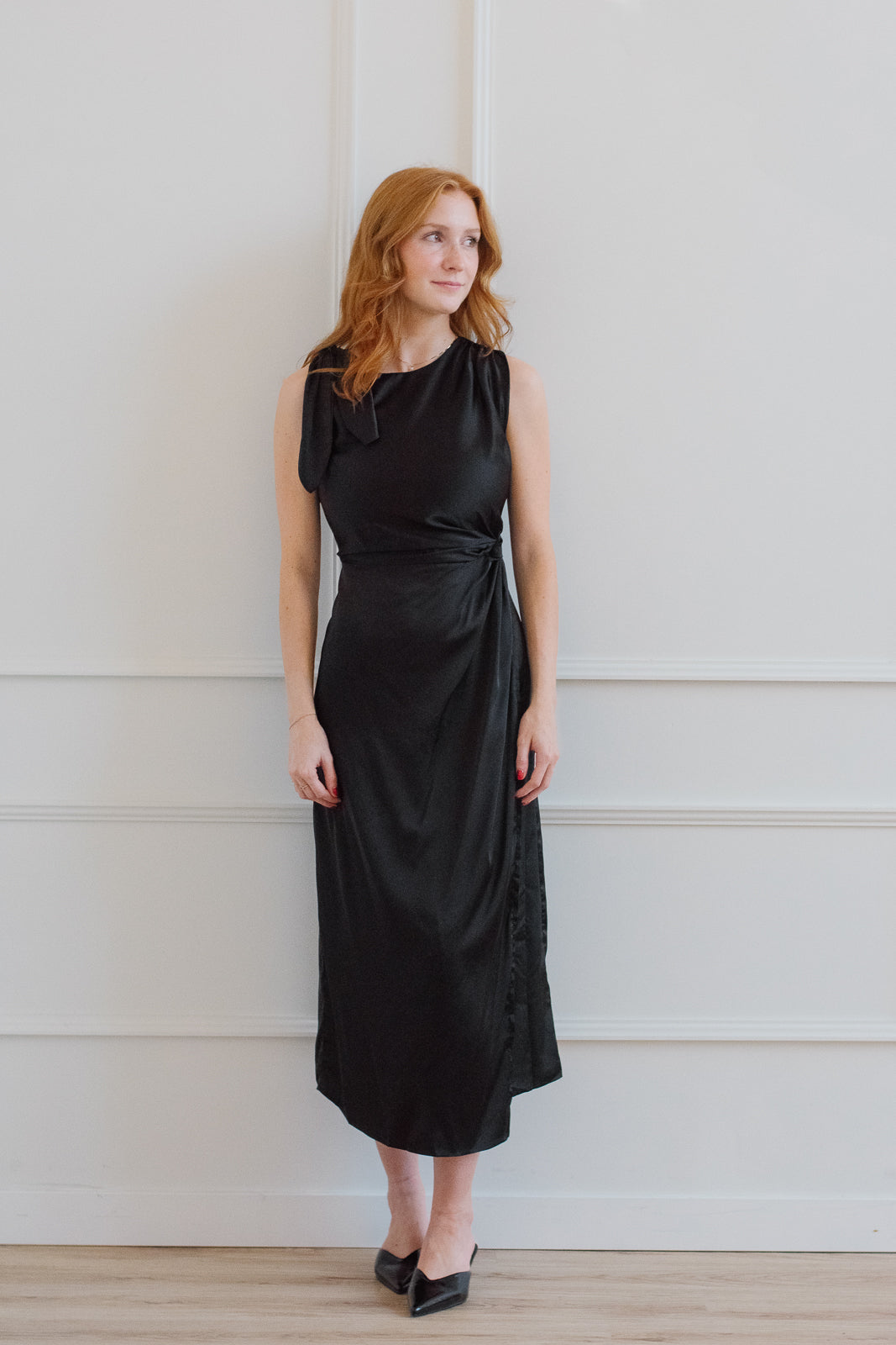 Black Satin Twist Midi S