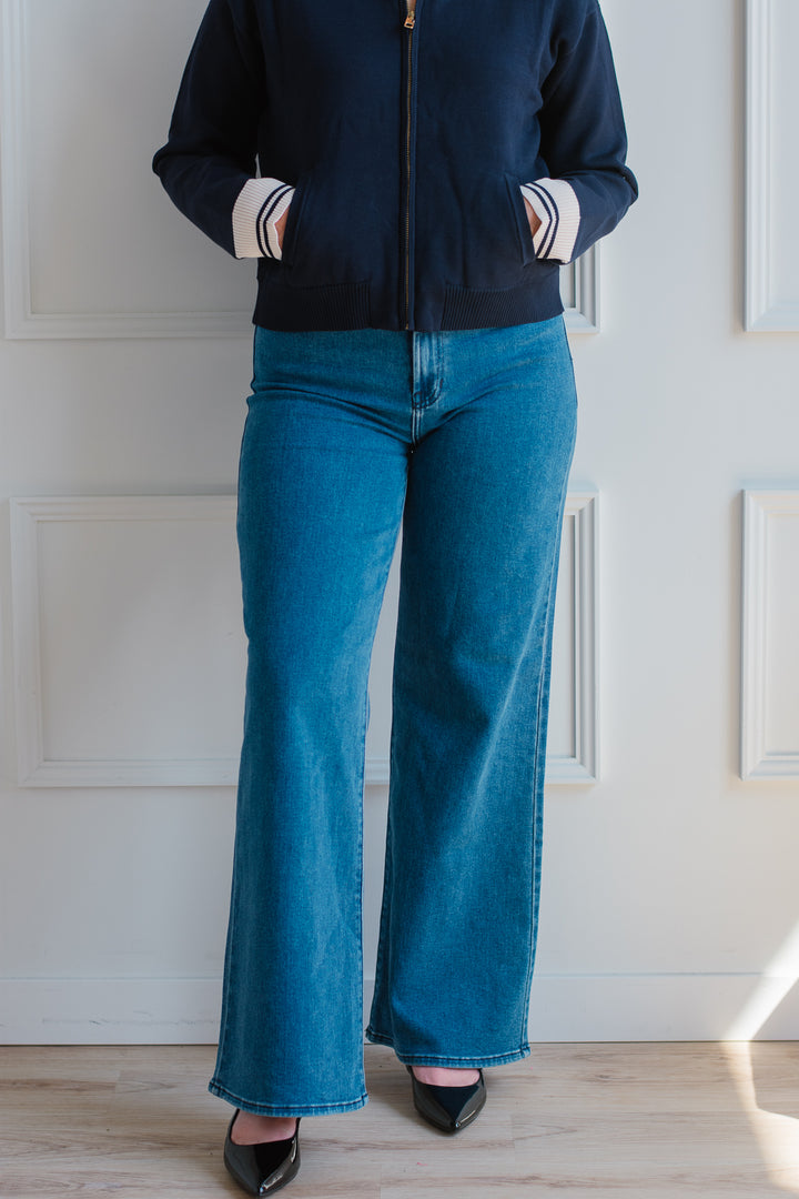 Just Black | Medium Wash Palazzo Denim