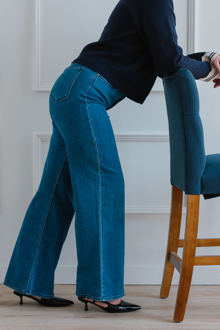 Just Black | Medium Wash Palazzo Denim