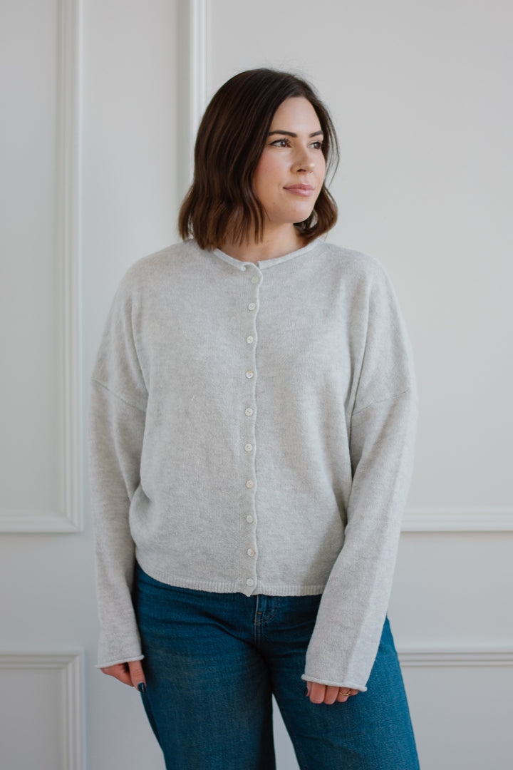Heather Grey Button Cardigan