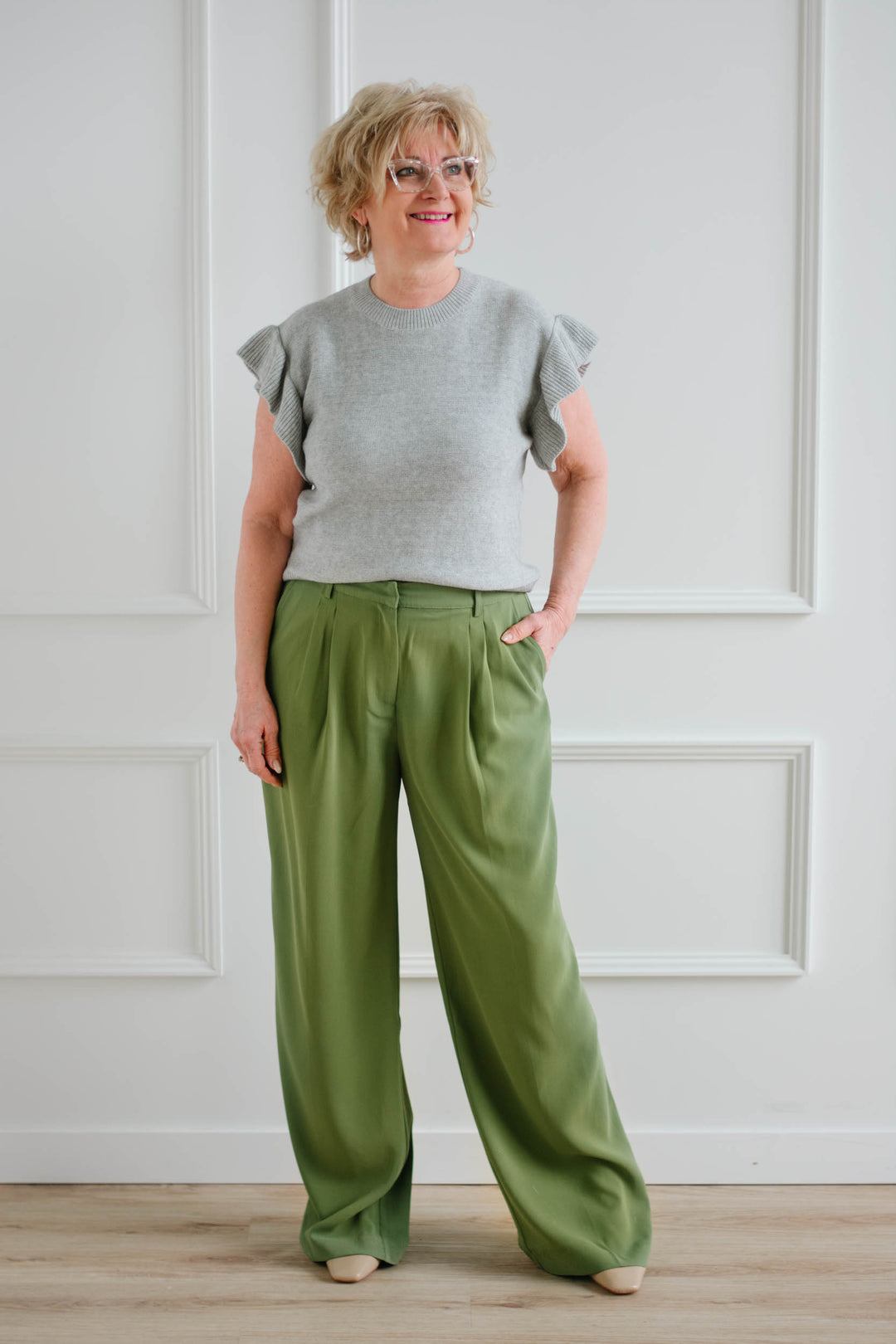 Pin Tucked Trousers - Pickle