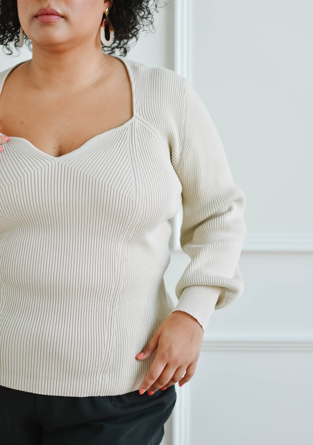 Ribbed Sweetheart Sweater | 1XL-3XL