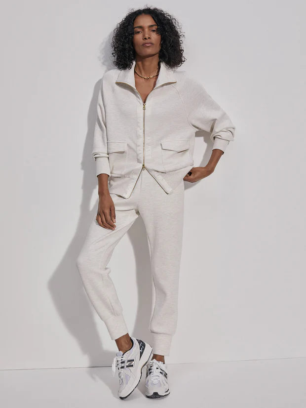 VARLEY | Roxbury Zip-through Sweat - Ivory Marl
