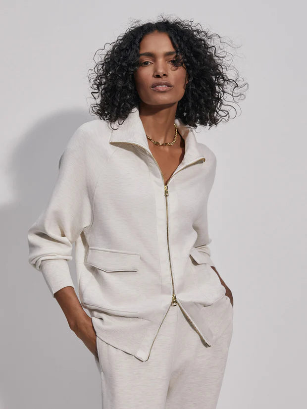 VARLEY | Roxbury Zip-through Sweat - Ivory Marl