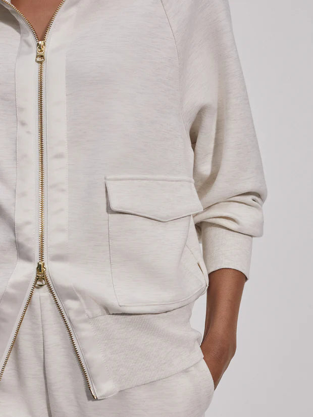 VARLEY | Roxbury Zip-through Sweat - Ivory Marl