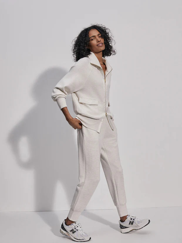 VARLEY | Roxbury Zip-through Sweat - Ivory Marl