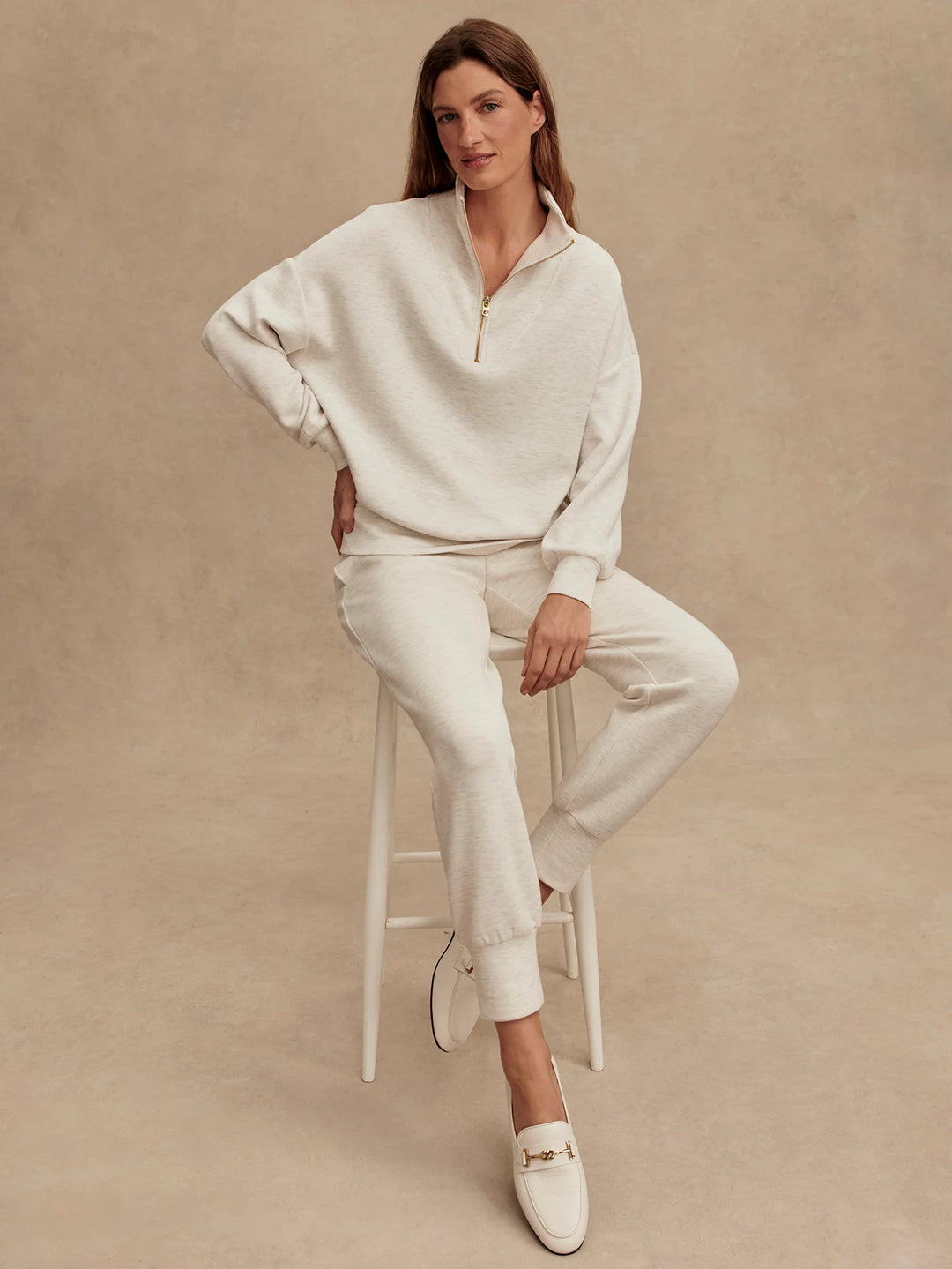 VARLEY | The Slim Cuff Pant 27.5" - Ivory Marl