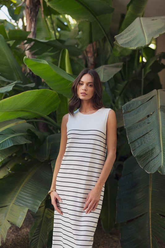 Round Neck Stripe Midi