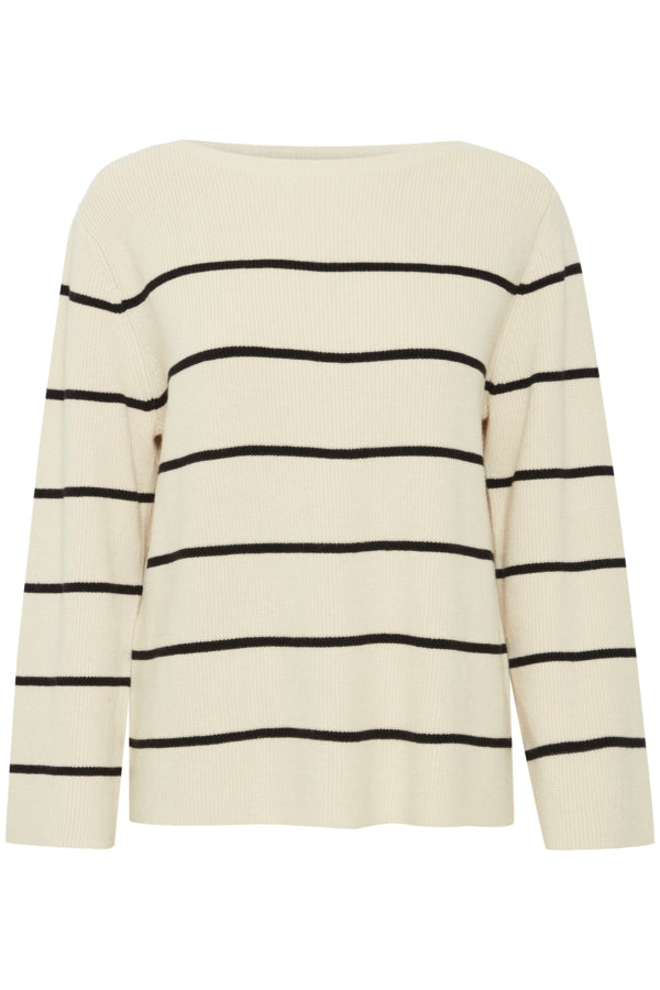 ICHI | Striped Boatneck Sweater