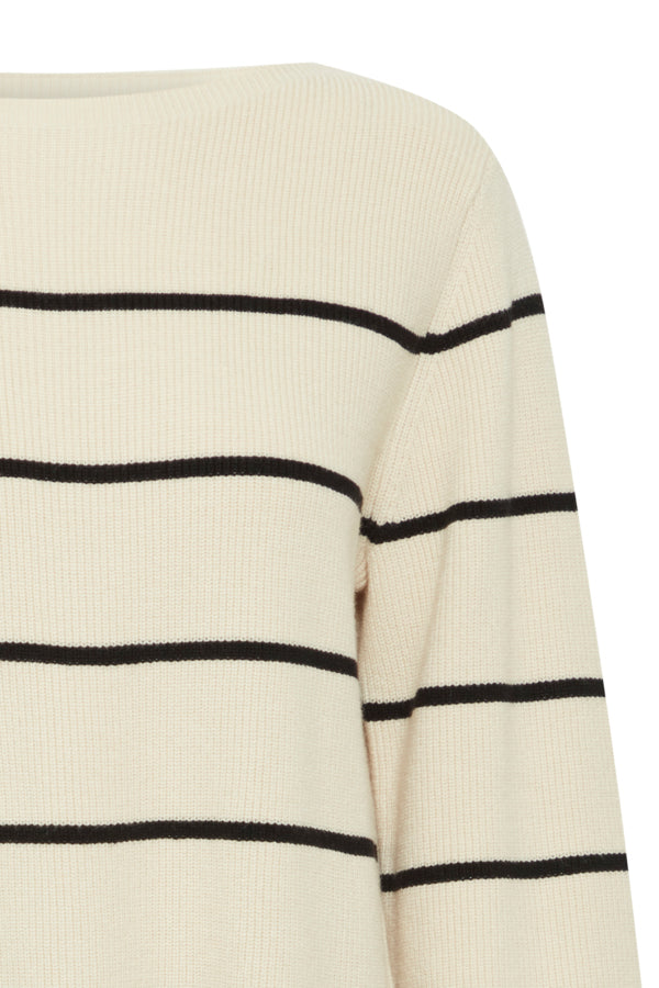 ICHI | Striped Boatneck Sweater