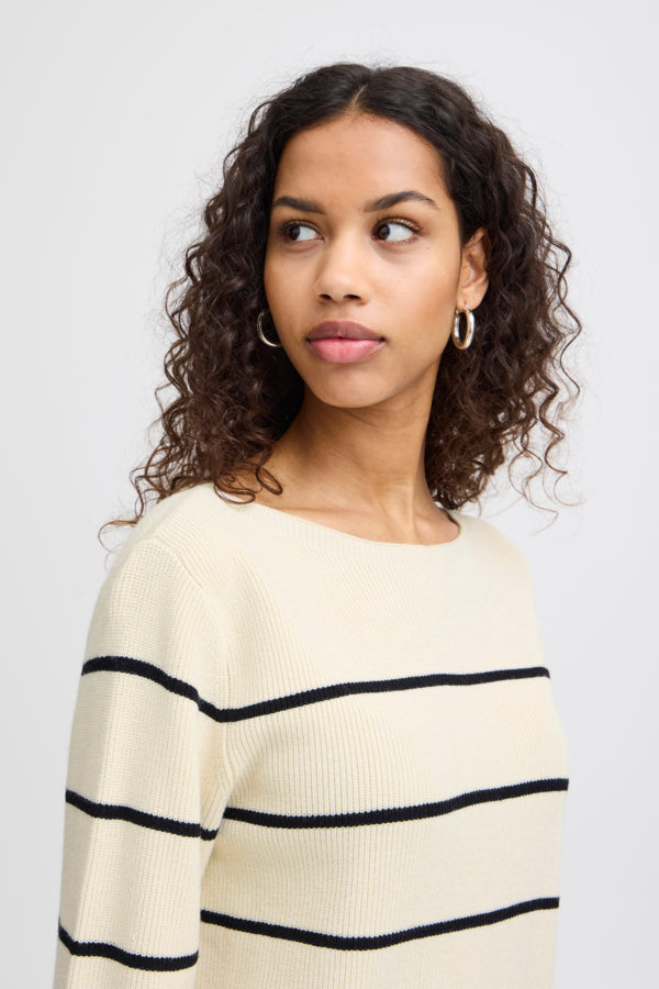 ICHI | Striped Boatneck Sweater