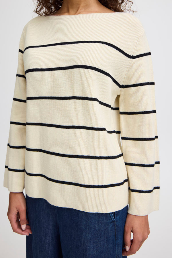 ICHI | Striped Boatneck Sweater