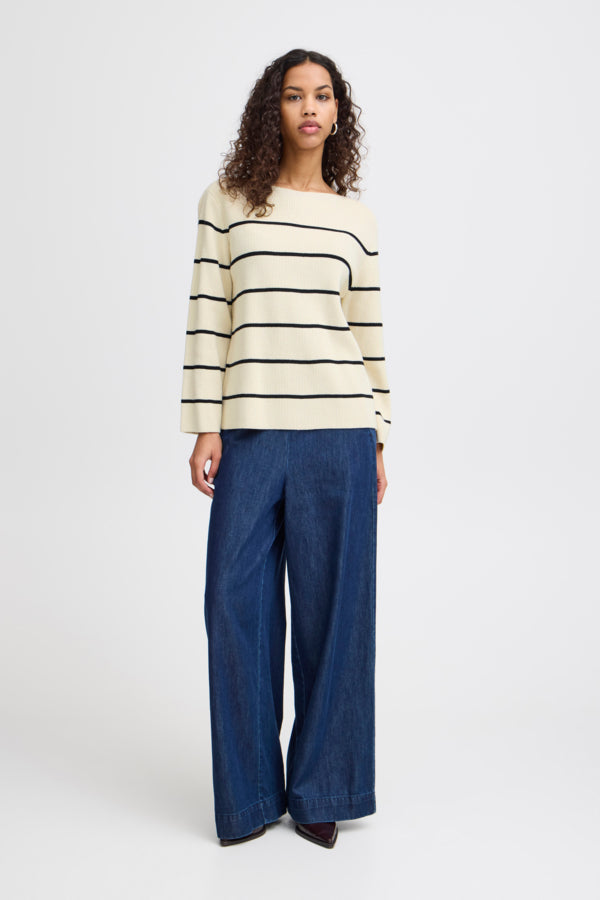 ICHI | Striped Boatneck Sweater