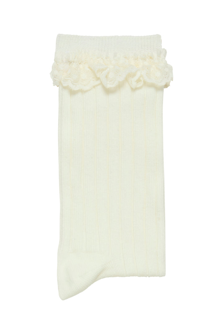 ICHI | Alafia Ruffle Socks - Cloud Dancer