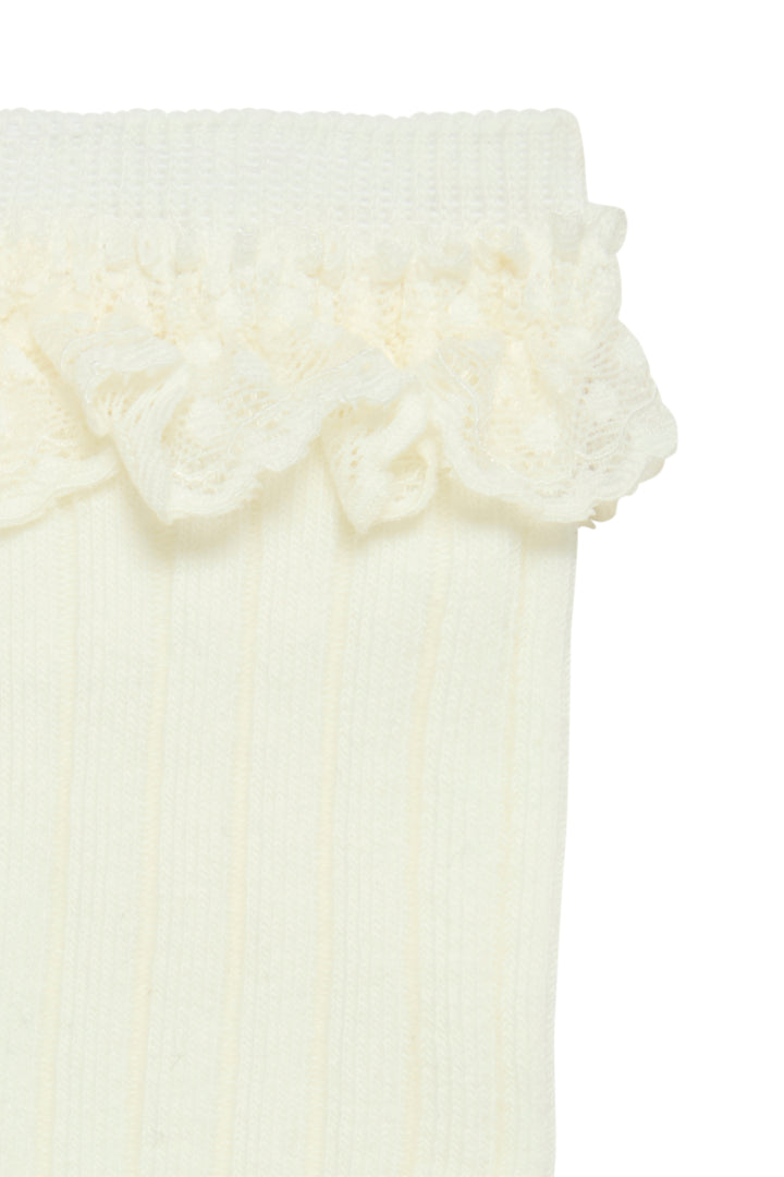 ICHI | Alafia Ruffle Socks - Cloud Dancer