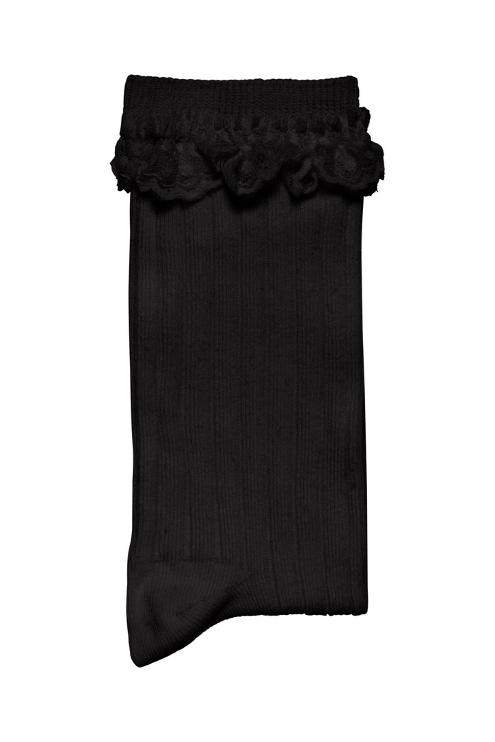 ICHI | Alafia Ruffle Socks - Black