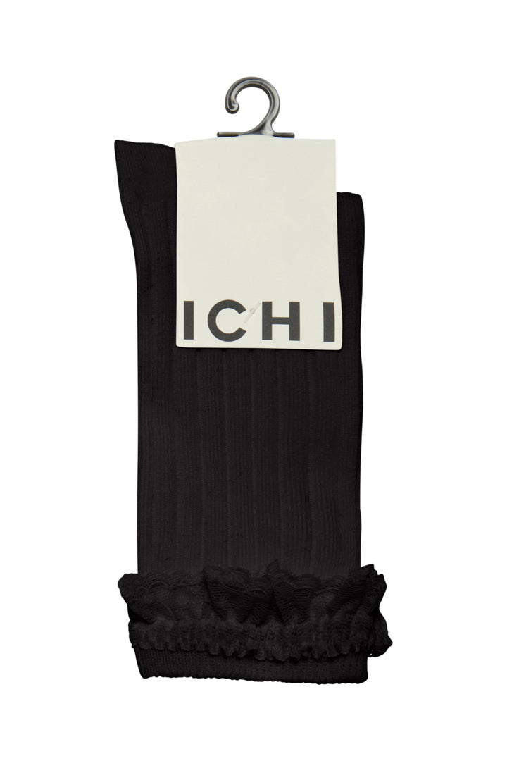 ICHI | Alafia Ruffle Socks - Black