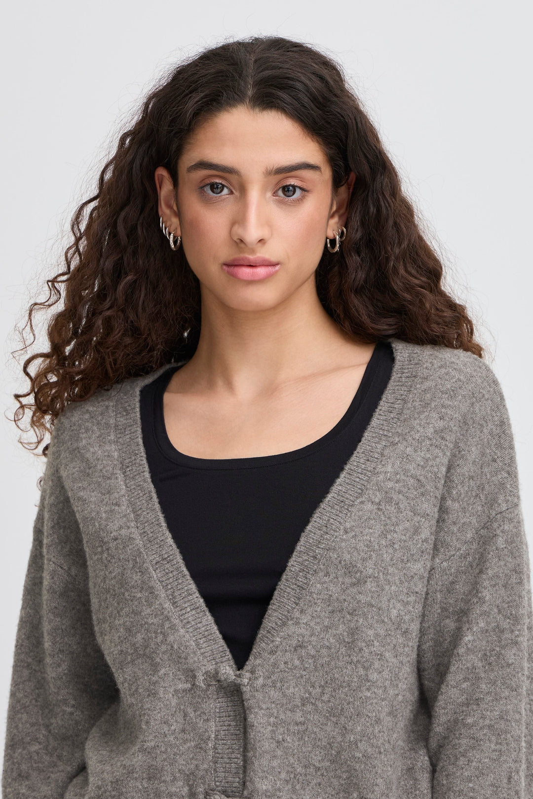 ICHI | Daslia Cardigan - Dark Grey Malange
