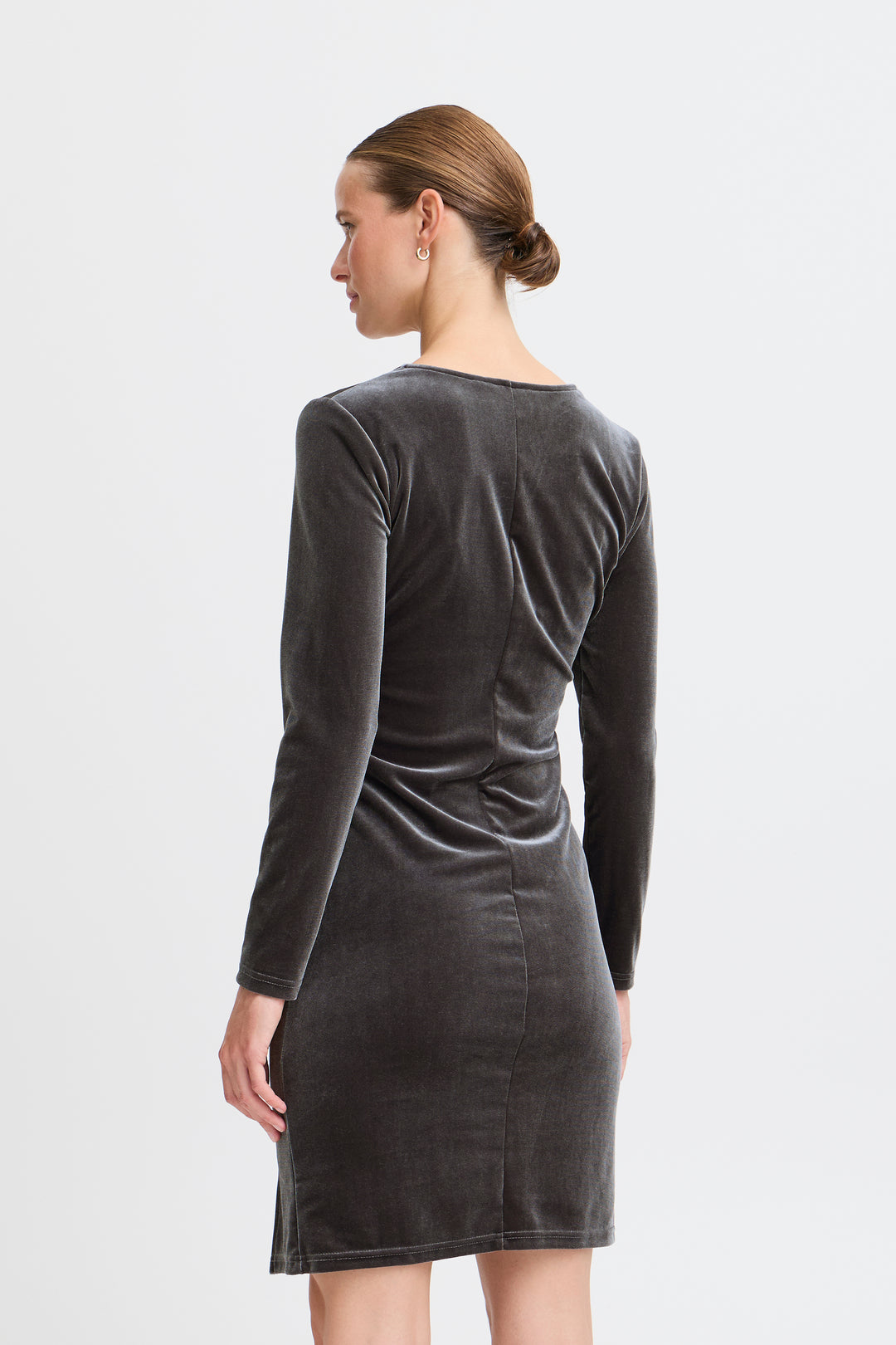 Perlina Velvet Dress - Charcoal