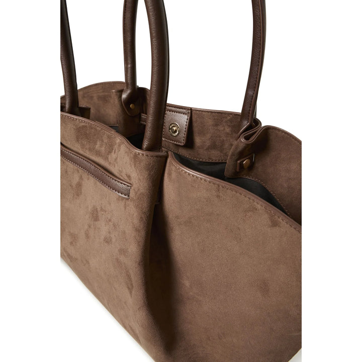 Faux Suede Shopper Tote - French Roast