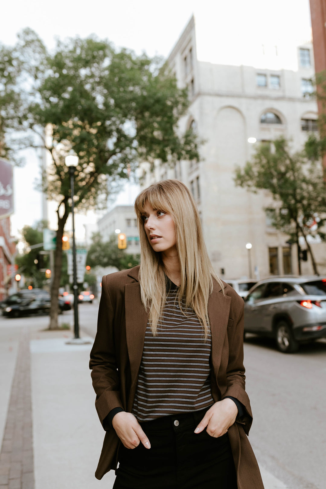 ICHI | Fava Oversized Blazer - Brown Melange