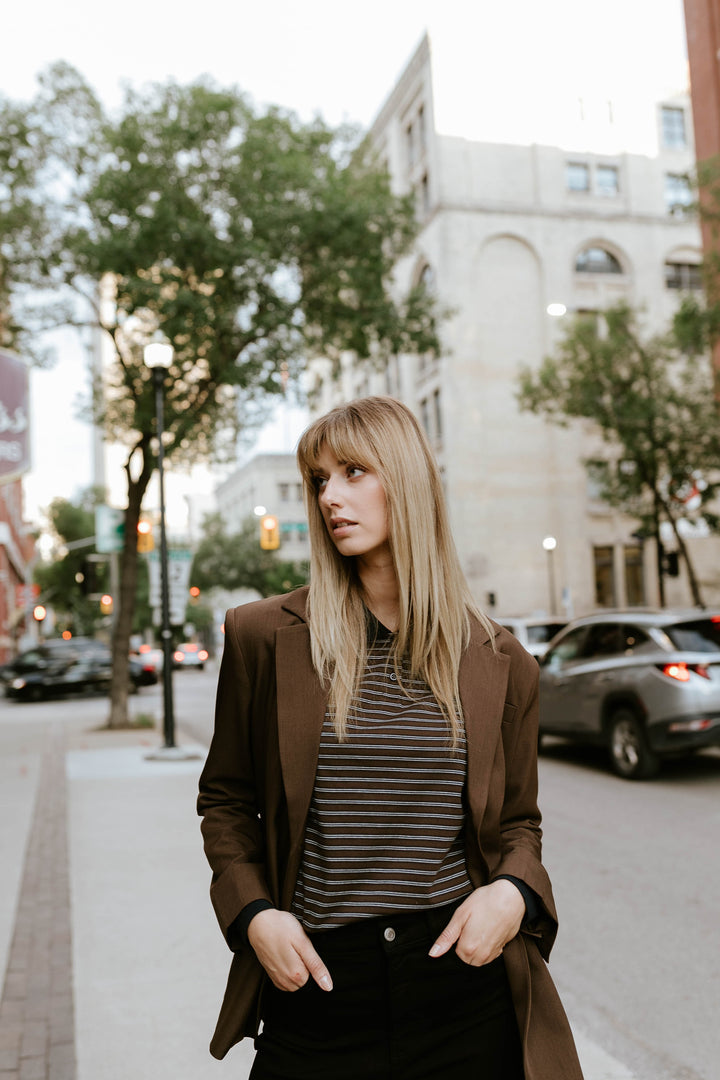 ICHI | Fava Oversized Blazer - Brown Melange
