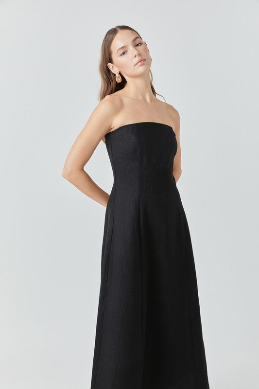 Sofia Strapless Linen Midi