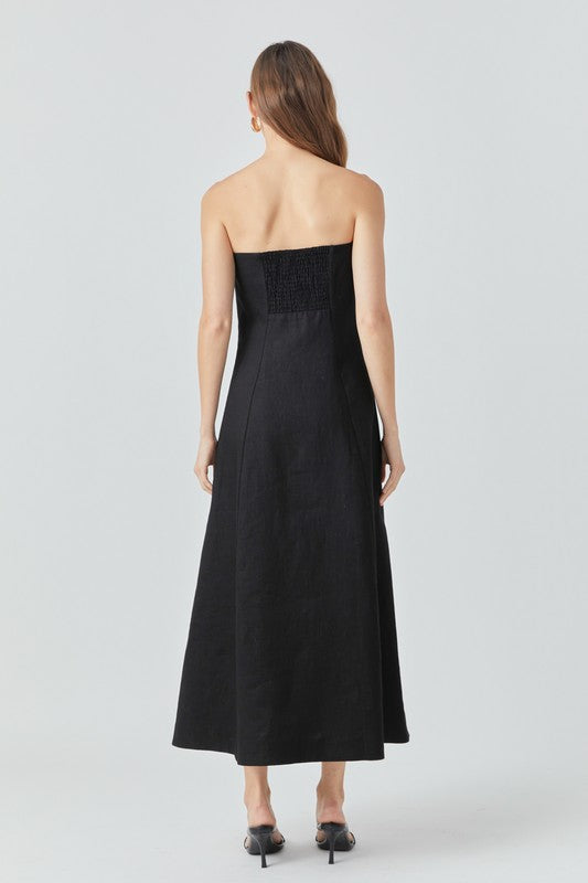 Sofia Strapless Linen Midi