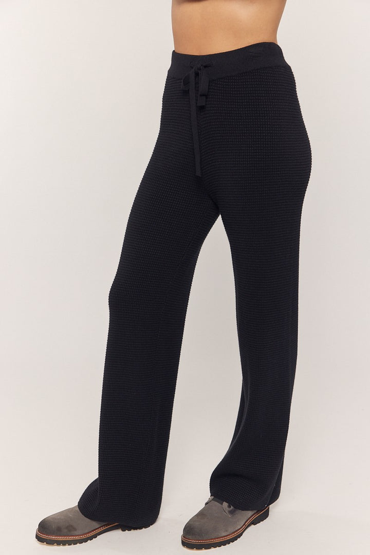 Waffle Knit Lounge Pant - Black