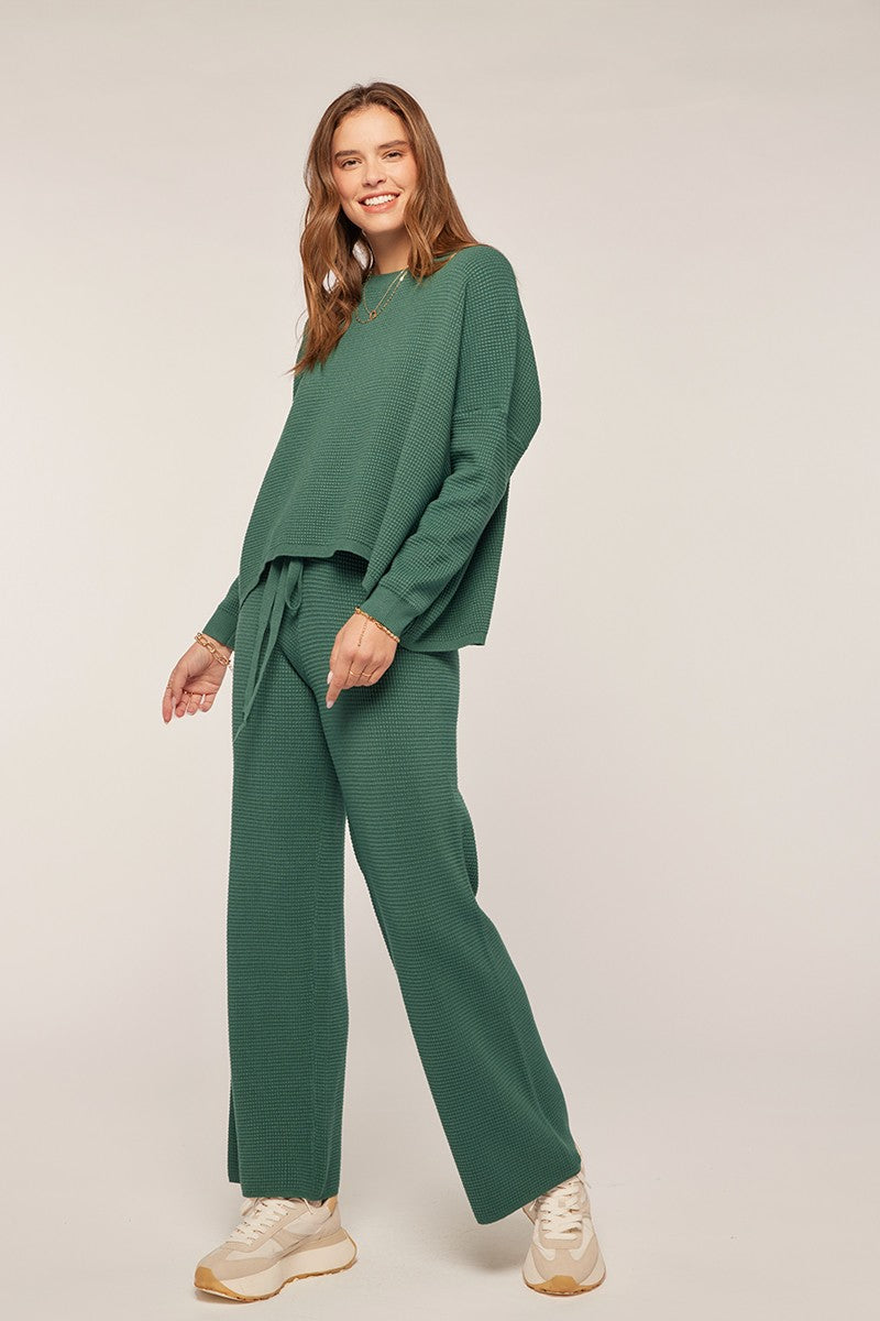 Waffle Knit Lounge Top - Green