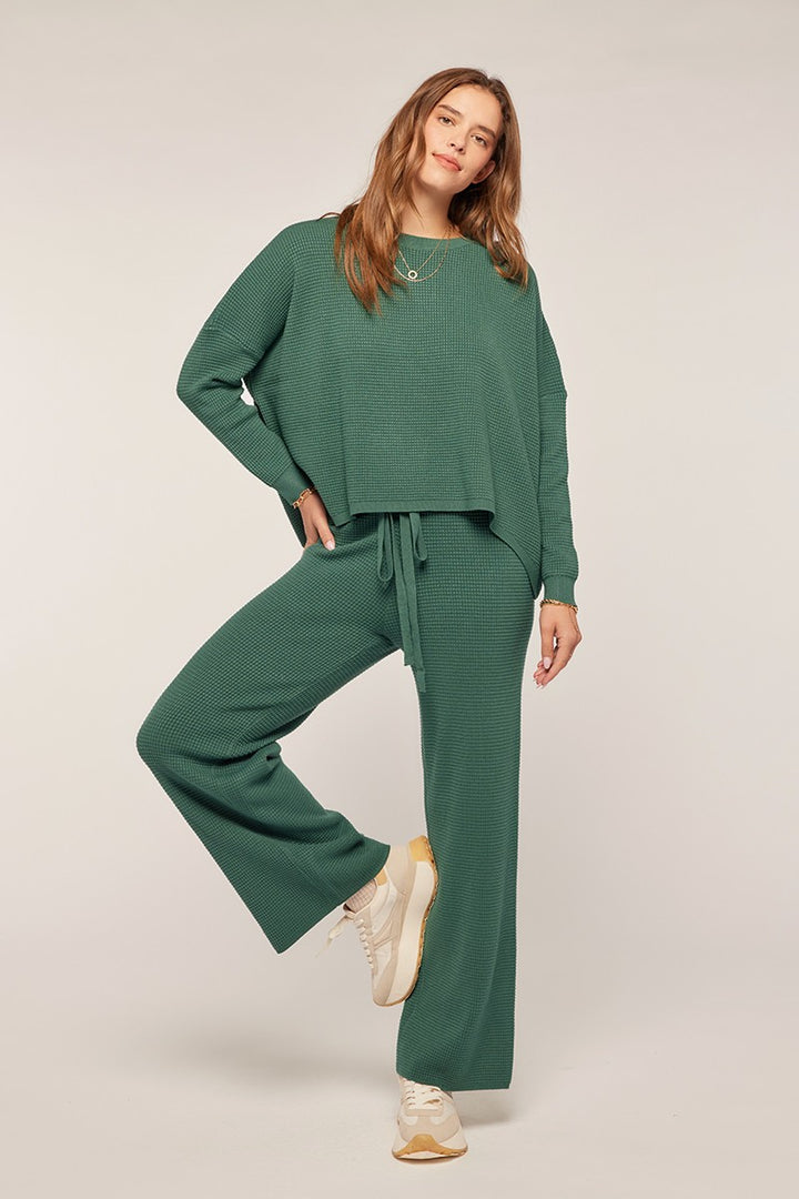 Waffle Knit Lounge Top - Green