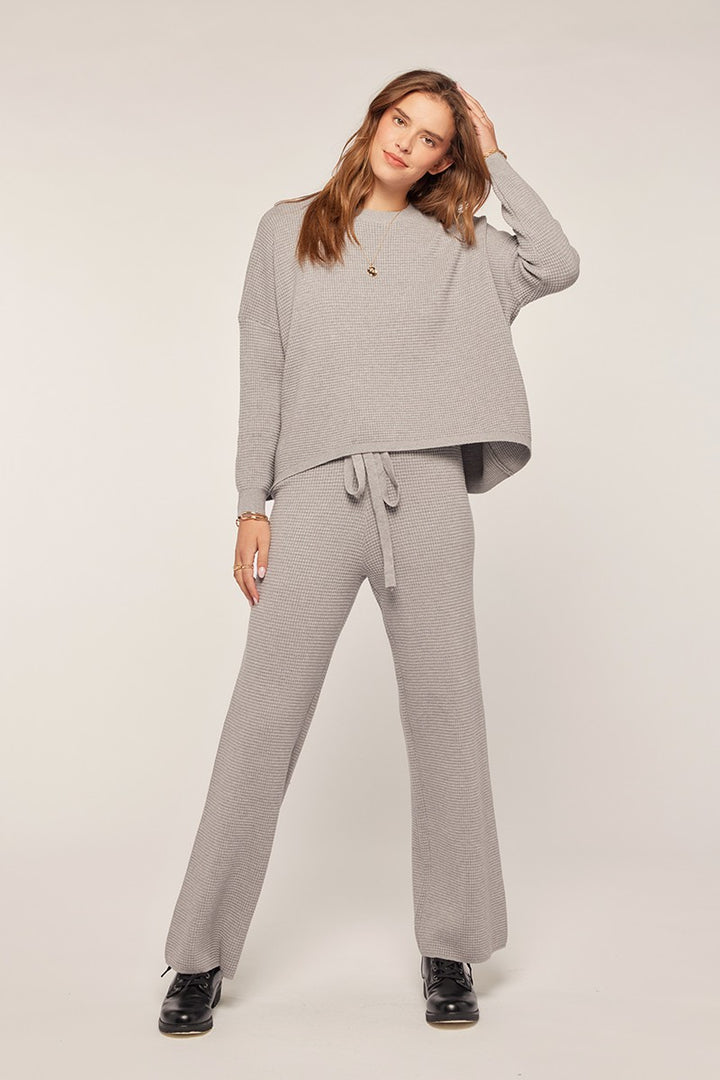 Waffle Knit Lounge Top - Grey