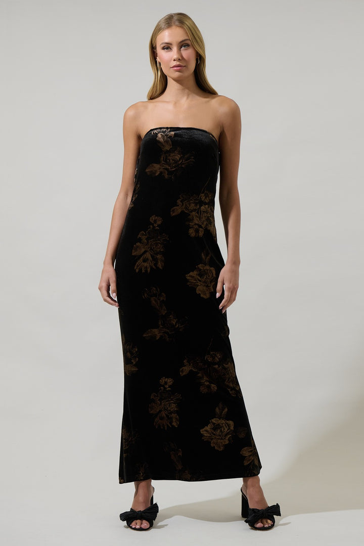 Velvet Strapless Maxi