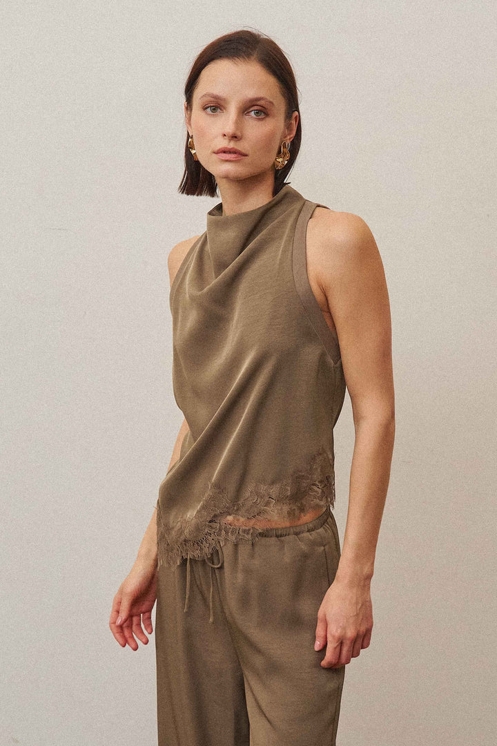 Oliver Lace Cowl Neck Tank