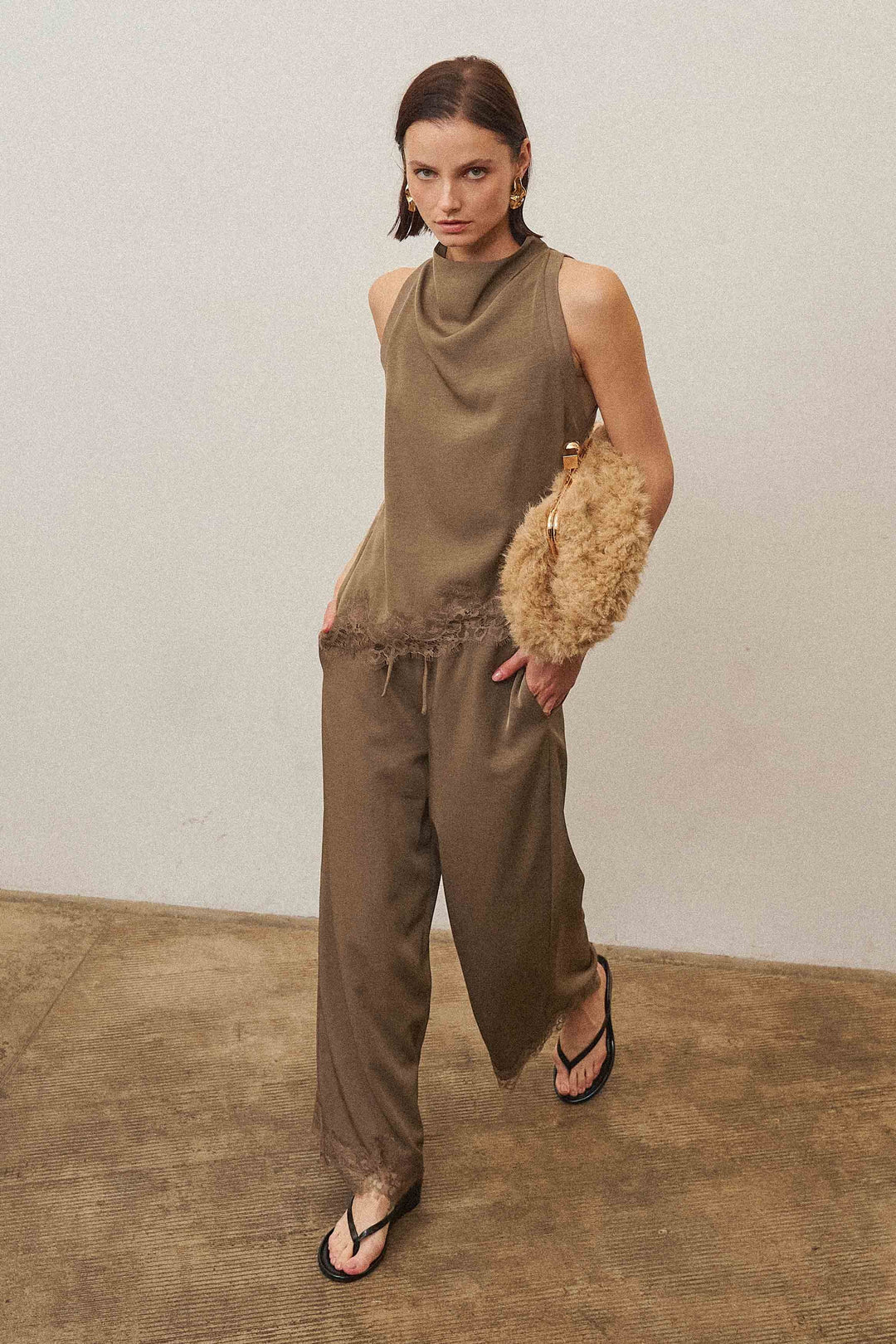 Oliver Lace Cowl Neck Tank